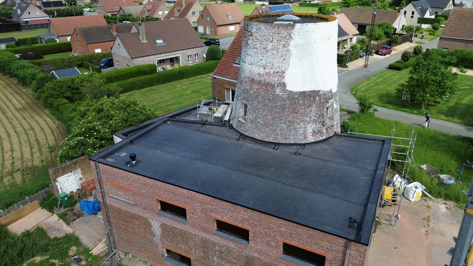 Plat dak project Flietermolen te Tollembeek